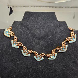 Vintage Mattisse Copper Enamel Necklace and Earrings Set